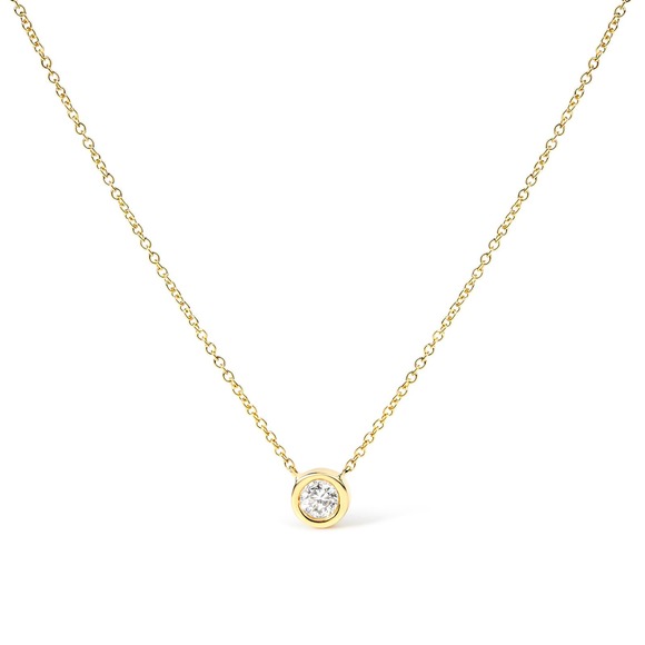 Haus of Brilliance 10K Yellow Gold Diamond Bezel-Set Solitaire Necklace - Picture 1 of 8